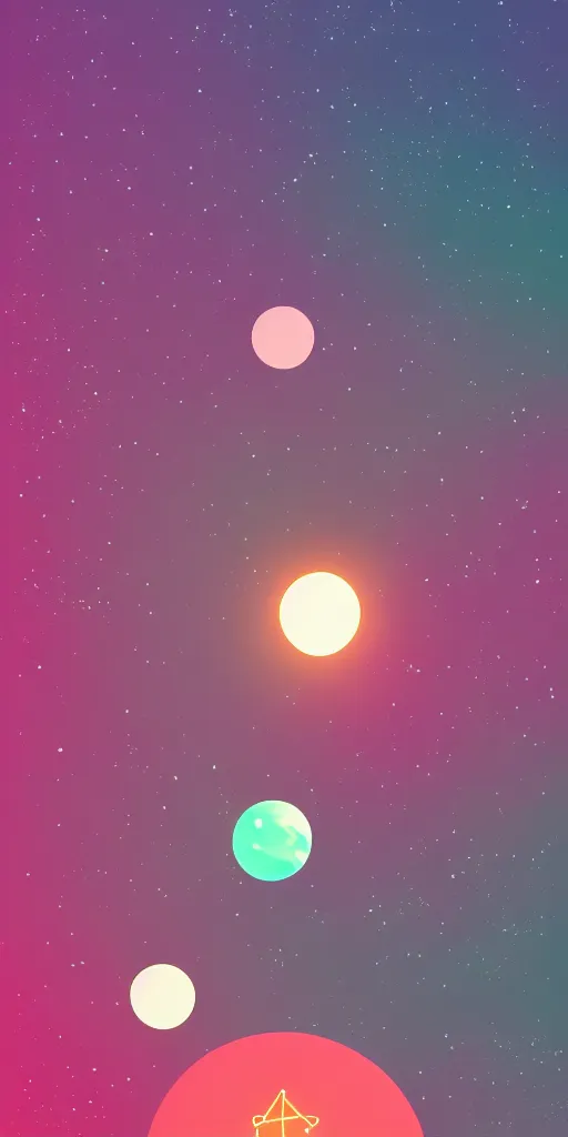 Prompt: a beautiful scene of planets and space, 2d minimalist vector art, high contrast neon cyberpunk palette, hd phone wallpaper