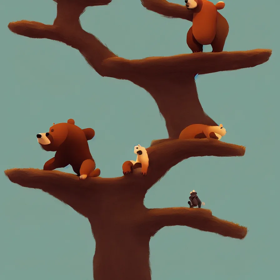 Image similar to Bear on a tree crossing the river!!!, art by Goro Fujita, ilustration, concept art, sharp focus, ArtStation, Deviantart