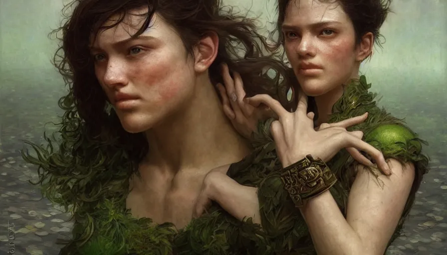 Prompt: epic masterpiece ignorance, drama, sweaty skin, hyperrealistic, octane render, cinematic, beautiful face and flawless skin, perfect hands, 5 fingers, emerald by Edgar Maxence and Ross Tran and Michael Whelan, Legends of Runeterra