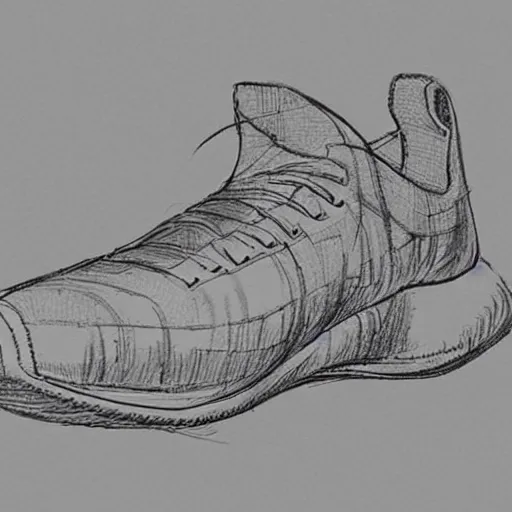 Image similar to Futuristic running shoes, sketch by Leonardo DaVinci