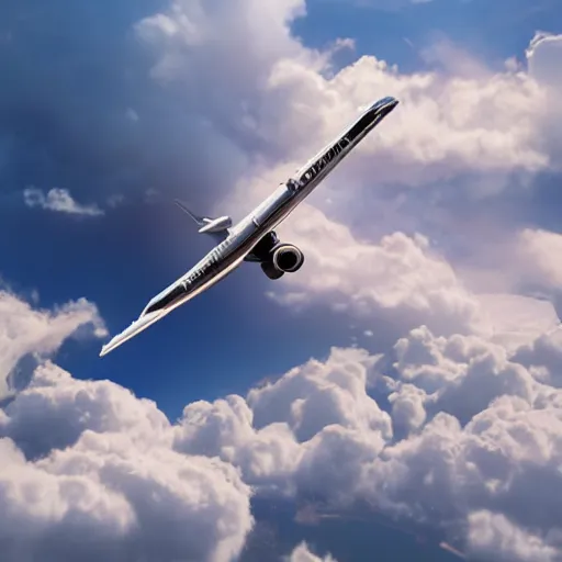 Prompt: a plane in the sky between clouds, 4k detailed, very very very well detailed image