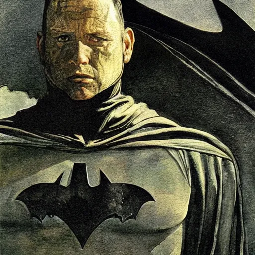 Image similar to Andrew Wyeth artwork, Batman in the city