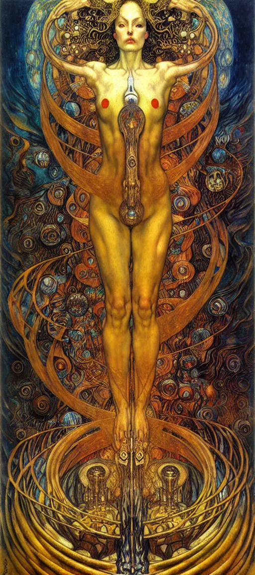 Image similar to Divine Chaos Engine by Karol Bak, Jean Delville, William Blake, Gustav Klimt, and Vincent Van Gogh, symbolist, visionary