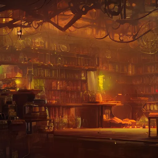 Image similar to beautiful render of chemical woekshop,victorian by victo ngai and andreas rocha and greg rutkowski, Trending on artstation,unreal engine,8k hd wallpaperjpeg artifact,blur,artfact ,