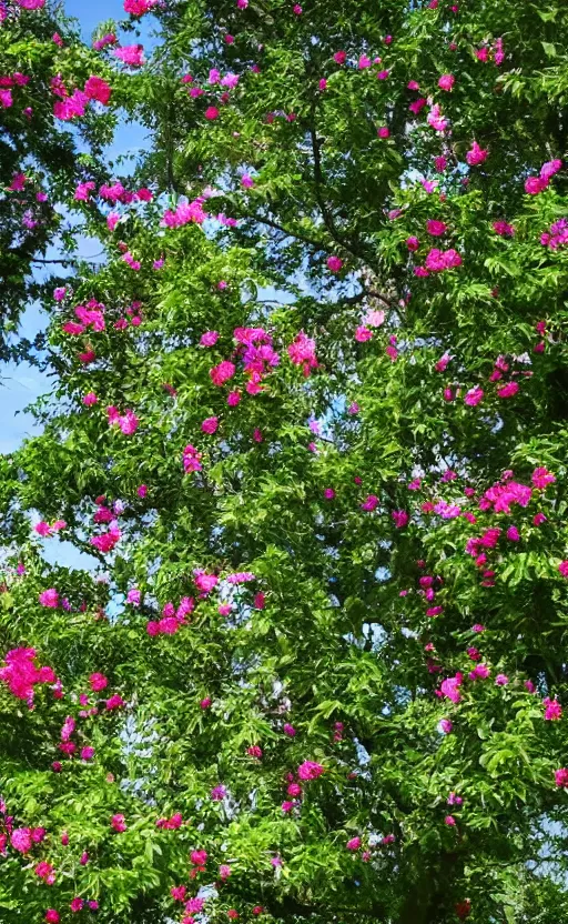Image similar to flower sized trees and tree sized flowers