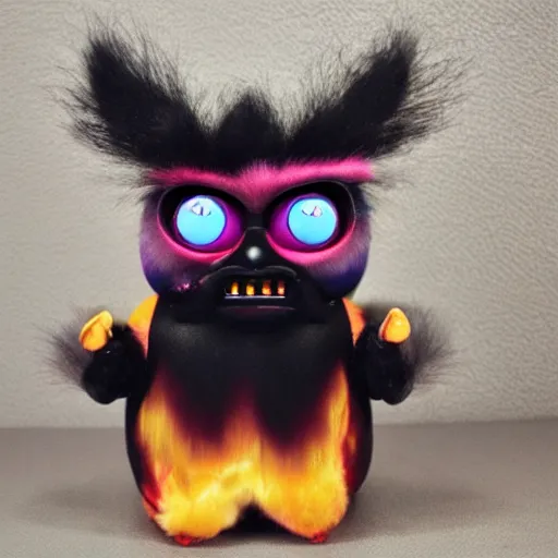 Image similar to a demonic furby with human teeth