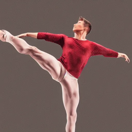 Prompt: a male ballet dancer falling, breaking his leg, blood hyperrealism