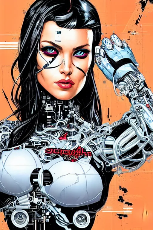 Image similar to a portrait of a beautiful cybernetically enhanced woman, by marvel comics and sandra chevrier