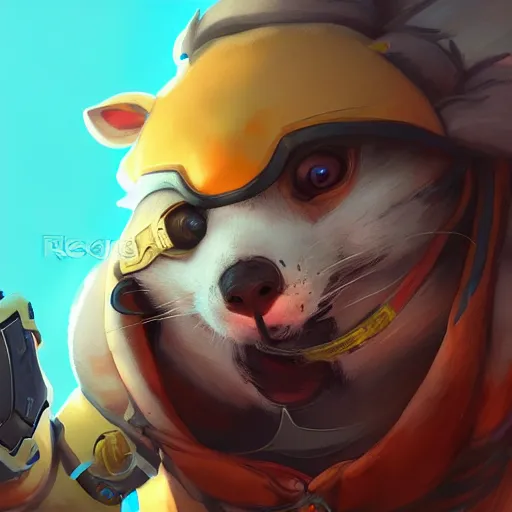 Image similar to scared hamster as overwatch character, digital illustration portrait design, by android jones and greg rutkowski, retrowave color scheme, detailed, cinematic lighting, wide angle action dynamic portrait