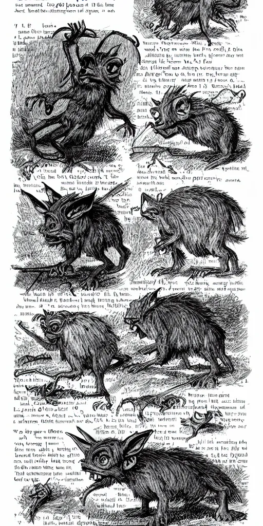 Image similar to field guide page with an illustration of a goblin