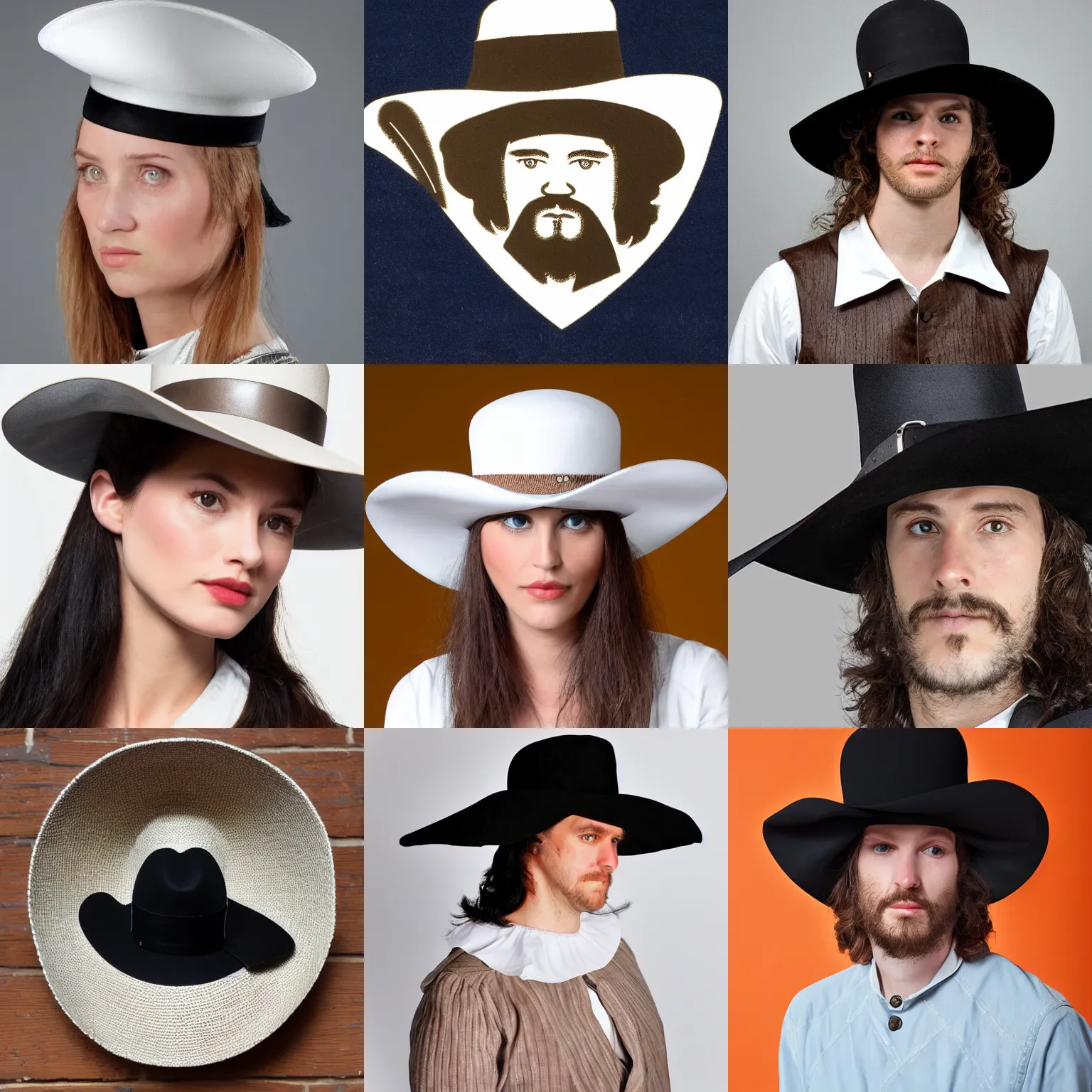 Prompt: musketeer hat. white background.