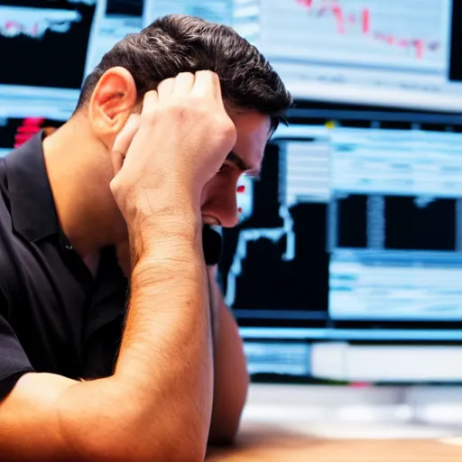 Prompt: a day trader who just suffered max loss