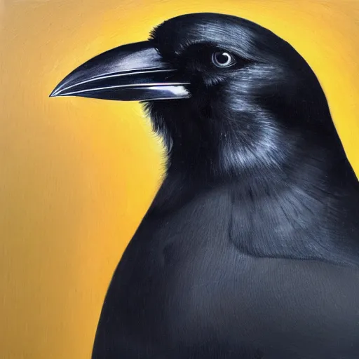 Prompt: a portrait of a crow wearing a lab coat and safety glasses, furry art, oil on canvas