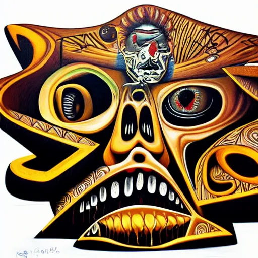 Image similar to a surreal face graffiti intricate sketch by Nychos, highly detailed, Arstation trending 8k