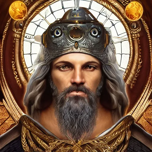 Image similar to portrait zeus, full tarot card, ornate, ultradetailed, digital art, irina french, heraldo ortega, mandy jurgens, golden ratio, art canvas, award winning, masterpiece trending on artstation 8 k 1 5 0 mpx