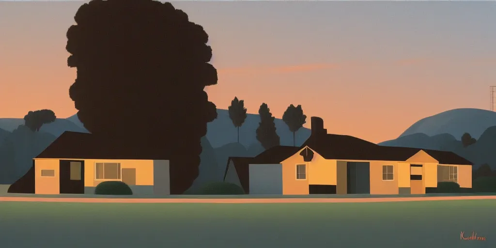 Image similar to motel, summer evening, kenton nelson