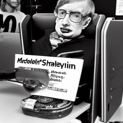 Prompt: Stephen Hawking McDonalds,