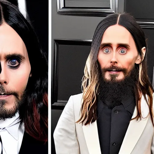 Prompt: morbius and jared leto win a grammy award for the movie of all time