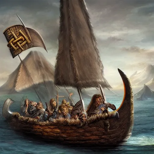 Image similar to fantasy art hyper realistic ai created interesting bizarre viking boat fantastic art award winning best ultra detailed magnificent