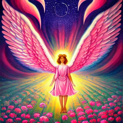 abstract biblically accurate angel, giant wings, pink, | Stable ...