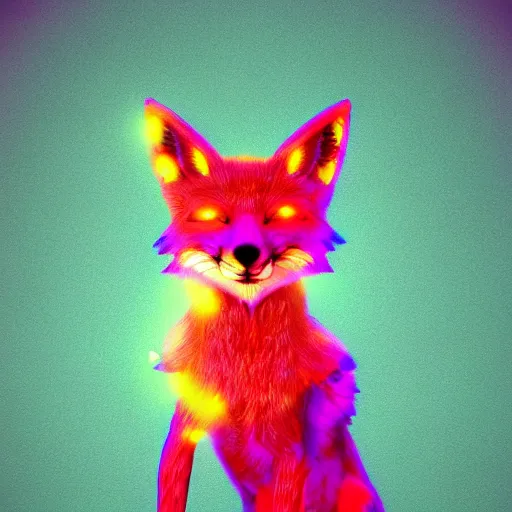 Image similar to synthwave fox, digital art, 3 d render, oktane, post - processing