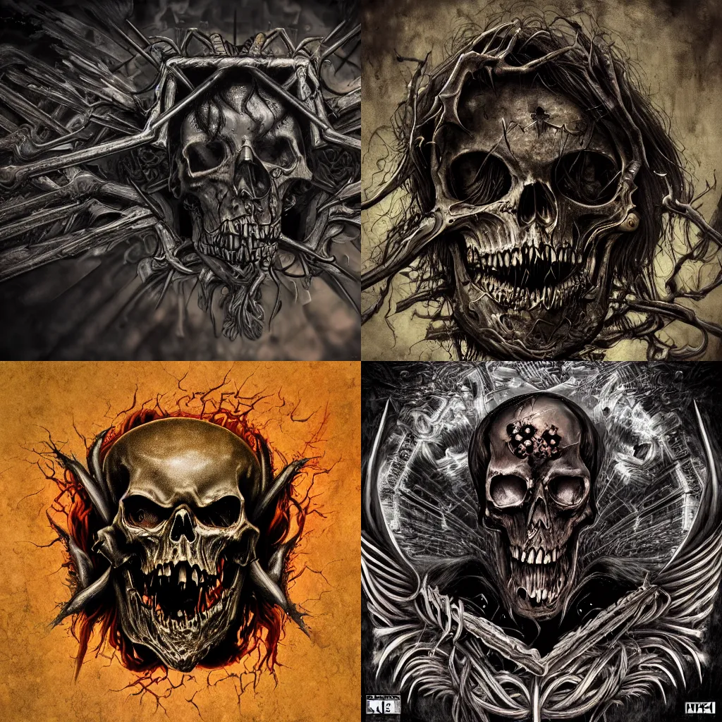 Do detailed dark art illustration, horror, brutal, metal by