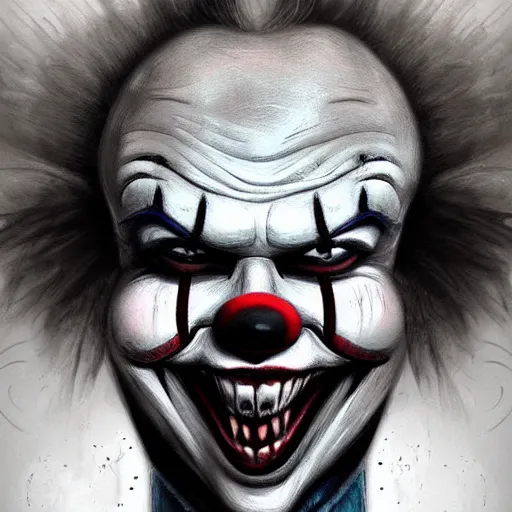 Image similar to surrealism grunge cartoon portrait sketch of Pennywise, by michael karcz, loony toons style, freddy krueger style, horror theme, detailed, elegant, intricate