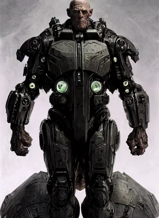 Image similar to michael berryman as victor stone, full body concept, cyborg, borg, strogg, face of a man, terminator, flesh, quake strogg, doom demon, wolfenstein, monstrous, powerful, symmetry, symmetrical, concept art by ruan jia and greg rutkowski