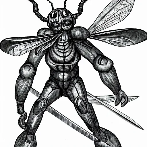 Image similar to humanization wasp with sword