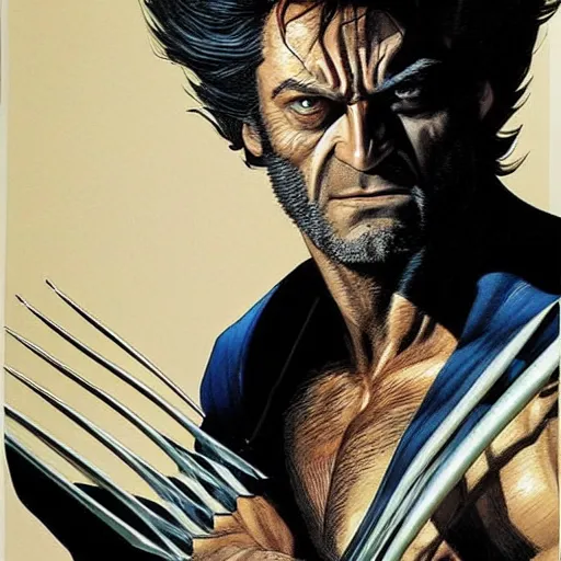 Image similar to wolverine poster drawn by alex ross