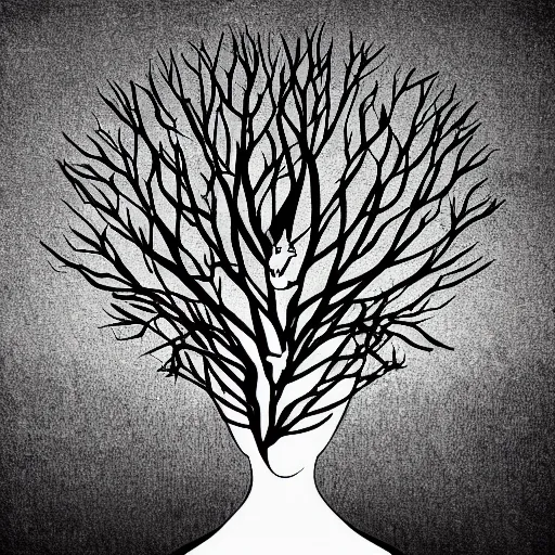 Image similar to cartoon tree, woman's face