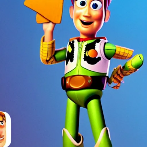 Image similar to if woody and buzz from toy story had a child together pixar animation hd