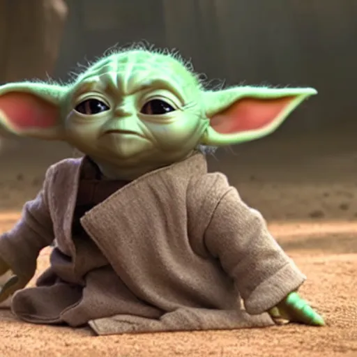 Prompt: a film still of baby yoda as a adult dying in battle in star wars realistic, detailed