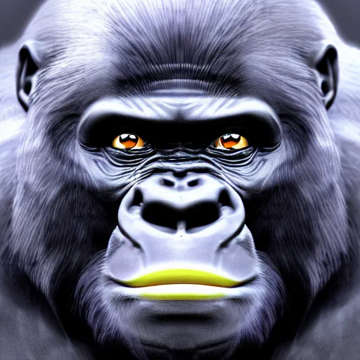 Image similar to an anime gorilla, 4 k, hyper realistic, dslr, landscape, high resolution, illustration, manga