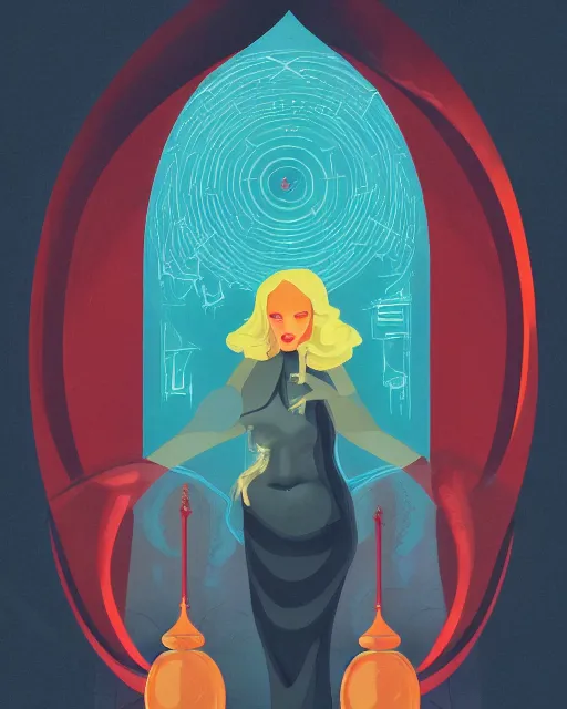 Image similar to retro dark vintage sci - fi. 2 d matte dark gouache illustration in a mystical style. a woman in a river holding two vases. symmetrical face.