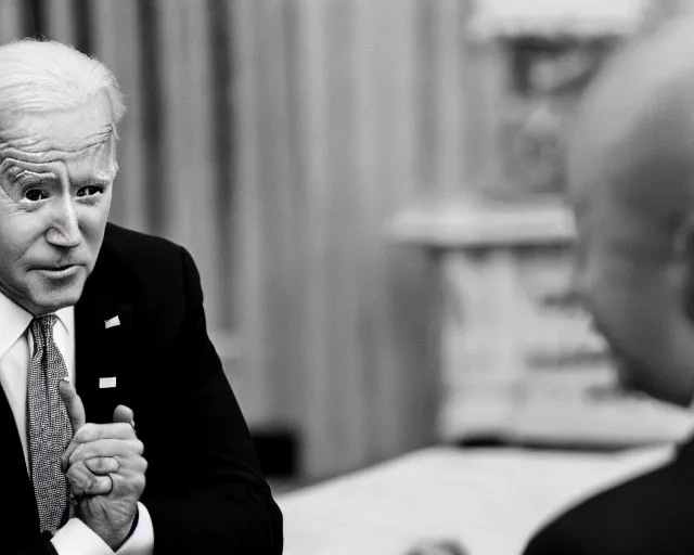 Image similar to president joe biden face to face with president joe biden, nikon 3 5 mm, photograph