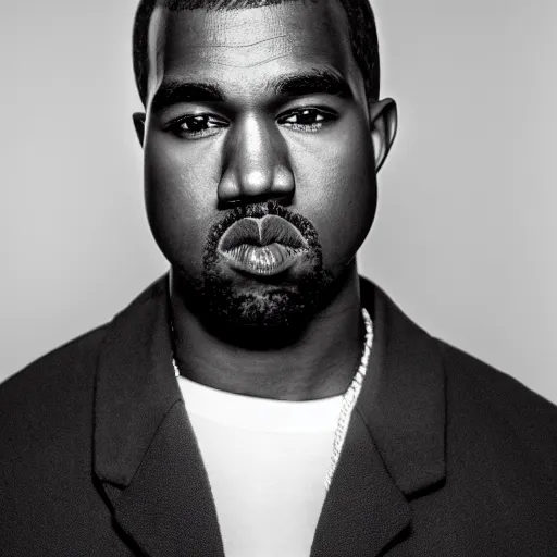 Prompt: the face of young kanye west at 1 8 years old, portrait by julia cameron, chiaroscuro lighting, shallow depth of field, 8 0 mm, f 1. 8