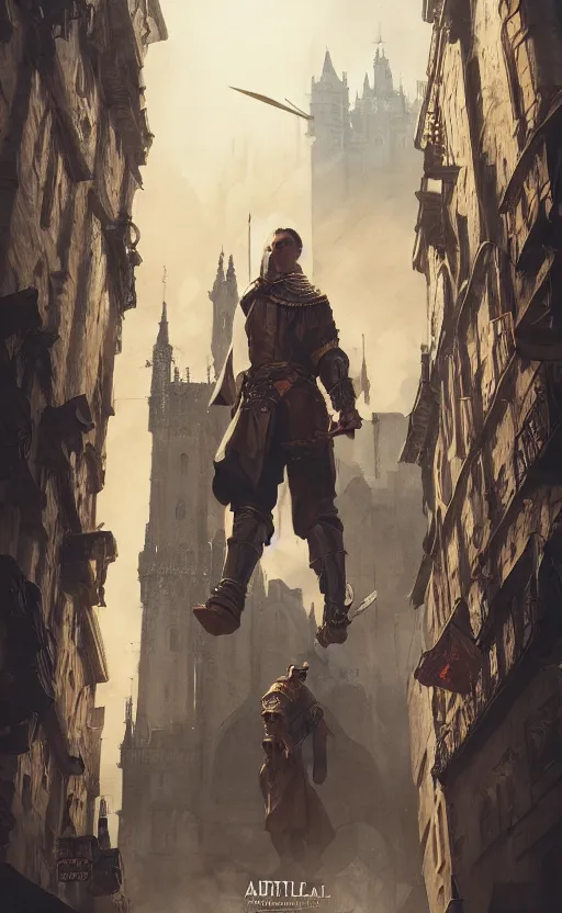 Prompt: movie poster, medieval city on sky, cinematic light, clean linework, finely detailed, 4 k, trending on artstation, concept art by stanley lau