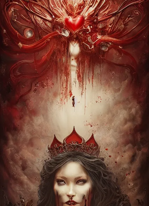 Image similar to the king of hearts, highly detailed, cinematic, 8 k, by megan duncanson, benjamin lacombe, adrian borda, stanley artgermm, tom bagshaw, craig mullins, carne griffiths, ayami kojima, beksinski, giger, trending on deviantart, hyper detailed, horror, full of colour