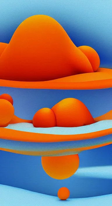 Prompt: orange floating island cartoon app background artwork, digital art, award winning