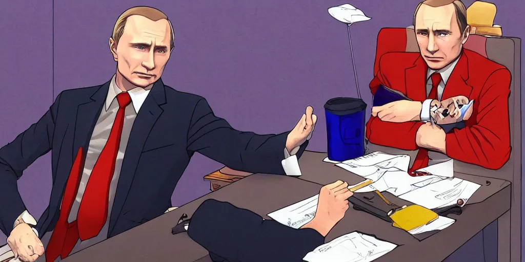 Image similar to vladimir putin in ace attorney