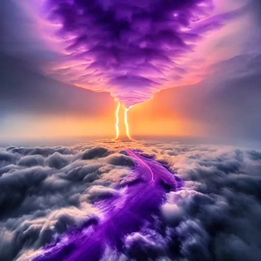 Image similar to amazing photo of a purple clouds in the shape of a tornado, digital art, by marc adamus, beautiful dramatic lighting