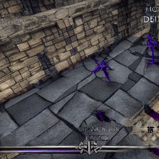 Image similar to demon black blue purple, swords, daggers, unreal engine