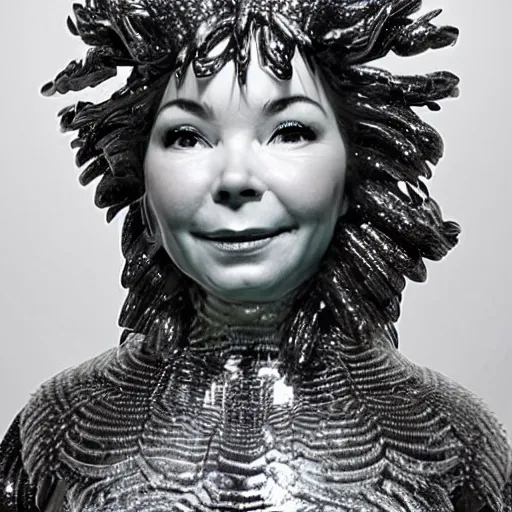 Prompt: a highly detailed ice sculpture of bjork medulla