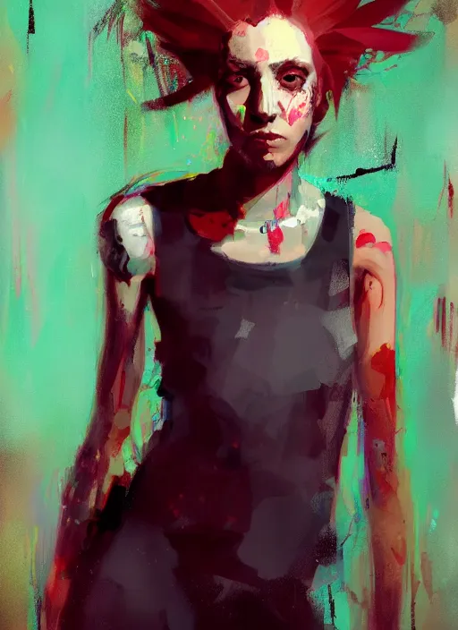 Prompt: a portrait of a pretty sewer punk young lady by adrian ghenie