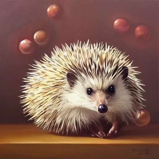 Image similar to Beautiful Oil painting of a Hedgehog with a crown