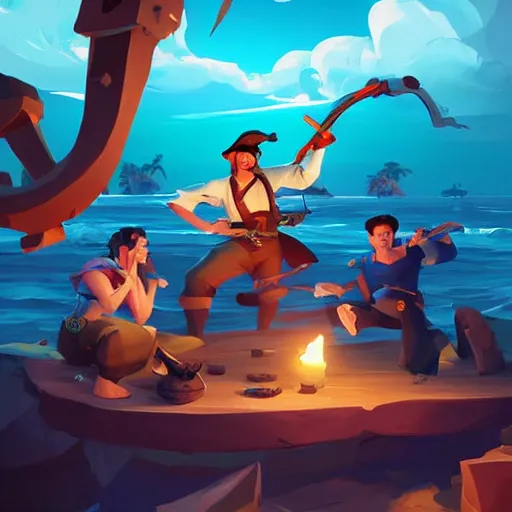 Image similar to painting treasure on sea of thieves game smooth median photoshop filter cutout vector, behance hd by jesper ejsing, by rhads, makoto shinkai and lois van baarle, ilya kuvshinov, rossdraws global illumination