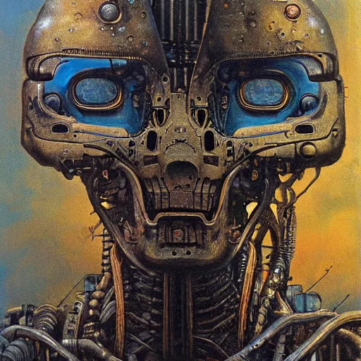 Image similar to terminator robot highly detailed beksinski and hr giger art style painting