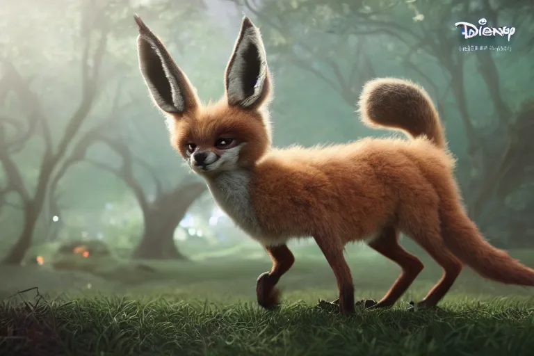 Prompt: The fluffiest little fur creature in the world, hybrid from scorpion spider caracal fox deer, fullbody, oil painting, exoskeletton, disney, zootopia, volumetric light, unreal 5, DAZ, hyperrealistic, octane render, RPG portrait, dynamic lighting, fantasy art, beautiful face