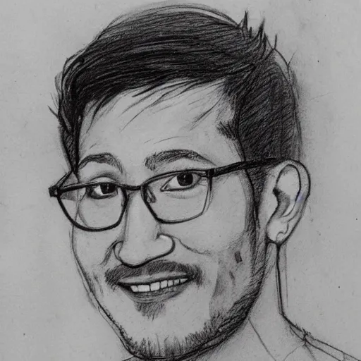 Prompt: markiplier portrait sketch, by da vinci, sketch, traditional art